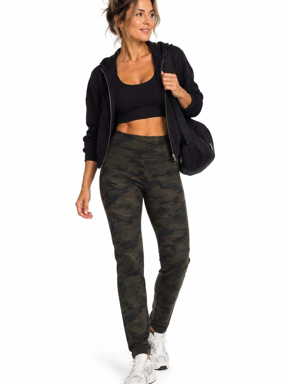 SPANX Olive Camo High Rise Leggings S Shaping Compression Stretch Activewear